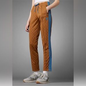 Adidas Adicolor 70S SST Track PANTS Sz M Brown Desert with Blue Stripes